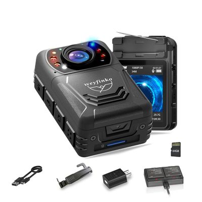 weyfinko W3 1080 Body Worn Cameras,64GB&2 Ways of Clips Body Mounted Cam Night Vision,2Pcs Batteries with Charging Cradle,Small and Lightweight Camera for Home,Outdoor,Travel,Meeting