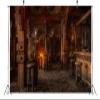 BELECO 7x5ft Fabric Medieval Tavern Inn Bar Backdrop for Photography Ancient Wooden Interior Counter Stools Fireplace Buring Fire Background for Party Decorations Photo Booth Studio Props view 1