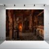 BELECO 7x5ft Fabric Medieval Tavern Inn Bar Backdrop for Photography Ancient Wooden Interior Counter Stools Fireplace Buring Fire Background for Party Decorations Photo Booth Studio Props view 3
