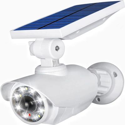 JIAXIZ Solar Security Outdoor Motion Sensor, Dummy Camera IP66 Waterproof, Solar Powered Security Light for Yard Garden Garage Illumination and Protection White
