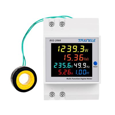 Single Phase Din Rail AC Energy Meter Monitor 6 in 1 Multimeter AC 40-300V 100A Voltage Current Voltmeter Ammeter Watt Kwh Frequency Power Meter 110V 230V (External CT)