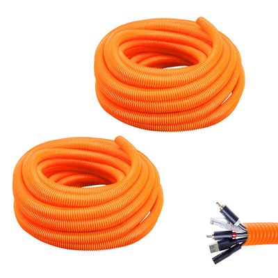 Split Loom Tubing Wire Conduit, Orange Corrugated Cable Protection Pipe, Tidy Tube for TV, Electric, Garden Lights (OD 13mm, 19.6 Ft)