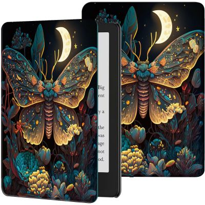 Rossy Case for 6" All-New Kindle 10th Generation 2019 Release Slim PU Leather Adjustable Stand Smart Cover with Auto Wake/Sleep for Kindle 10th Gen 2019,Butterfly Moth