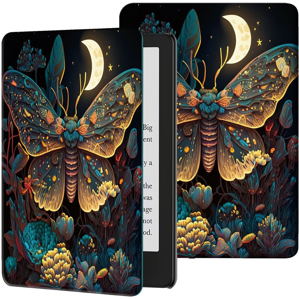 Rossy Case for 6" All-New Kindle 10th Generation 2019 Release Slim PU Leather Adjustable Stand Smart Cover with Auto Wake/Sleep for Kindle 10th Gen 2019,Butterfly Moth