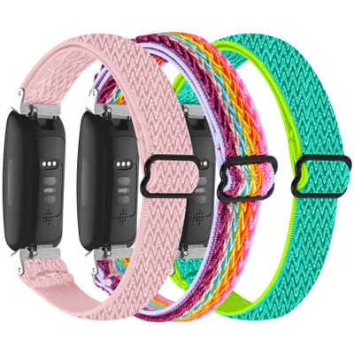 3PACKS Soft Nylon Bands Compatible with Fitbit Inspire 3 Bands Elastic Breathable Stretchy Loop Bracelet Quick Release Wristbands Sport Strap for Fitbit Inspire 3 Women Men