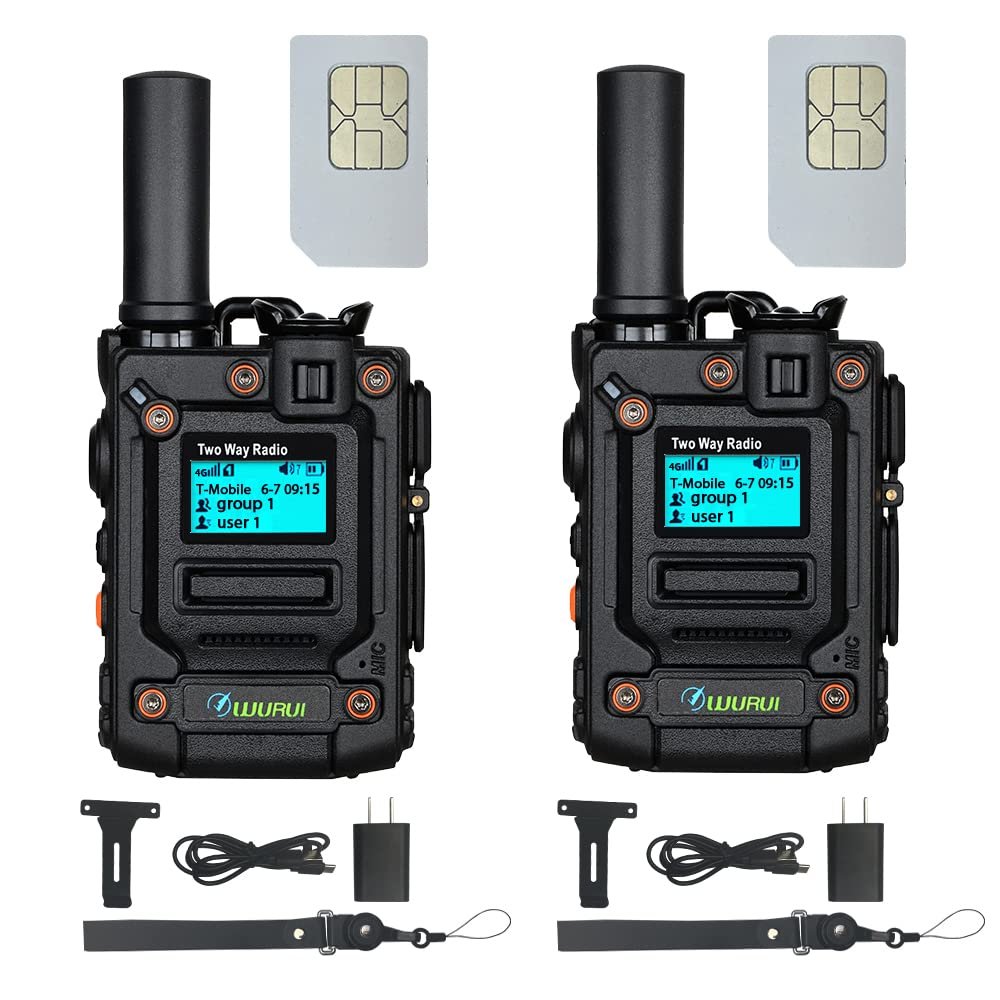 2 Pieces K300 Global-PTT Two-Way Radios 4G LTE Connectivity Long Range Communication, Up to 5000 Miles (2blackwithSIM)