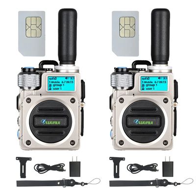 Wurui TXQ G6 Global-ptt 4G POC walkie Talkie for Adults Long Range intercom 1000 Miles Distance Network Two Way Radio (2silverwithCard)