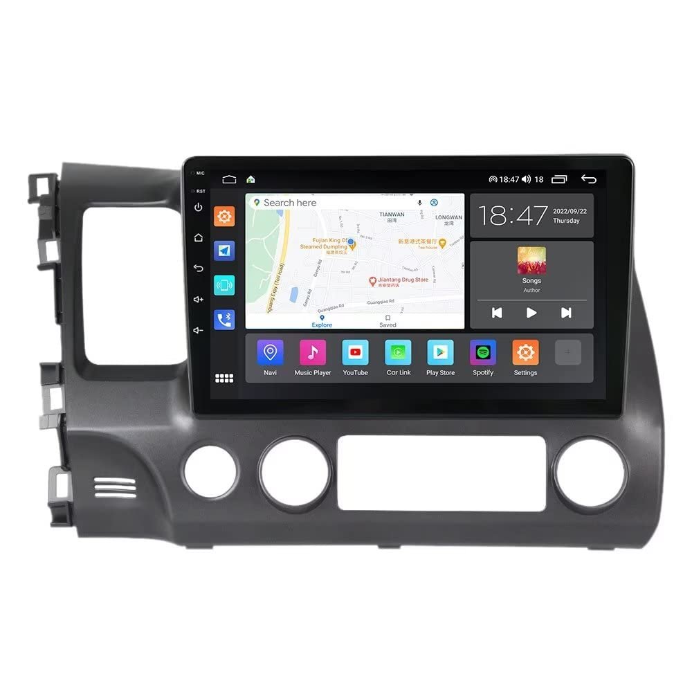 10.1" 8+256GB QLED Touch Screen Car Radio Stereo for Honda Civic 2006 2007 2008 2009 2010 2011 Upgrade Dash Kit, Android 11 GPS Navigation, Carplay Android Auto,BT 5.1,36 Bands DSP,SWC