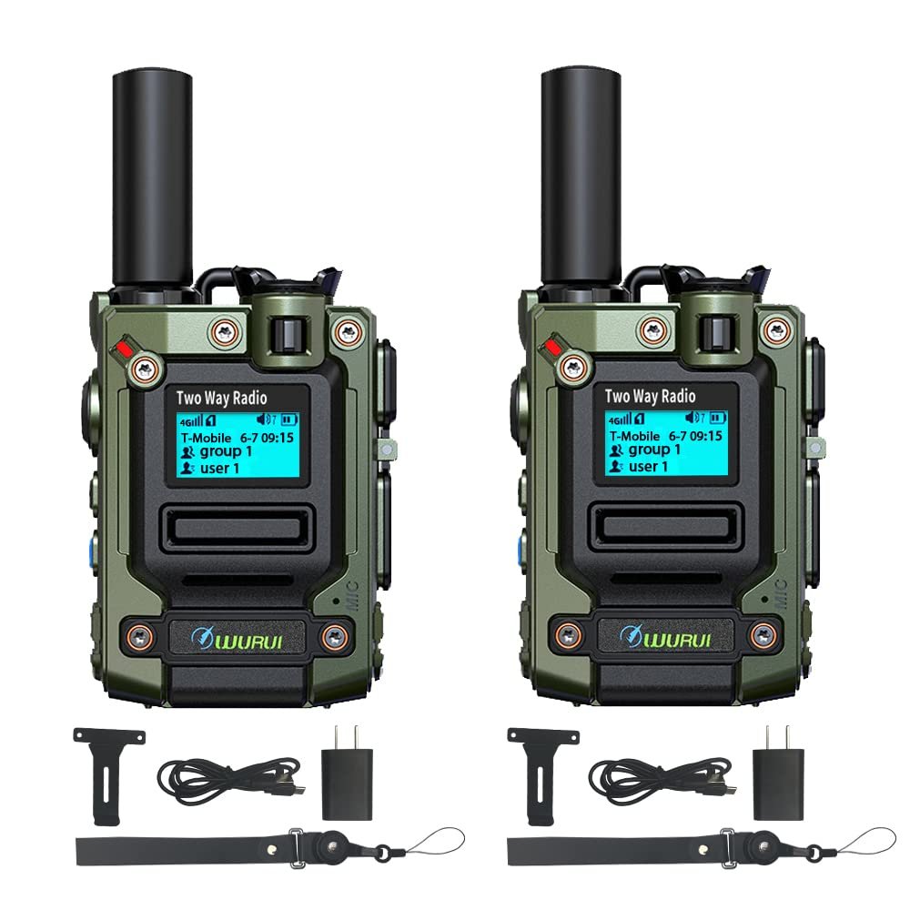 Wurui TXQ K300 Global-ptt 4G POC walkie Talkie for Adults Long Range intercom 1000 Miles Distance Network Two Way Radio (2green)