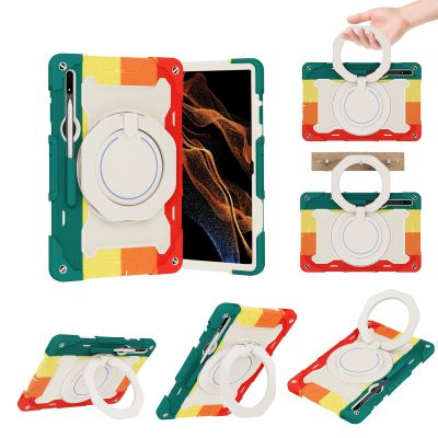 Case Cover Kids Case Compatible with Samsung Galaxy Tab S8 Ultra 14.6" (SM-X900/ X906) ,360 Rotatable Handle Stand Case Three-in-one Shatter-Resistant Shell, Drop-Proof,Shoulder Strap Tablet Cover (