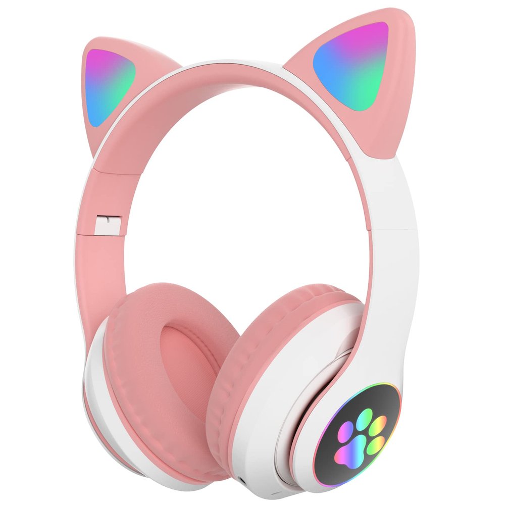 DVUIYYL Kids Headphones for School, Bluetooth Wireless Headphones with Microphone, Cat Ear Headphone for Girls and Boys