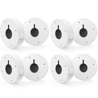 ENS Custom Drilling Junction Box for Security Cameras - Aluminum Enclosure - Dome/Turret/Bullet/Fisheye Cameras Base, 2 Side and 1 Bottom 3/4" Holes - White, 4.5" Diameter, 8 Pack