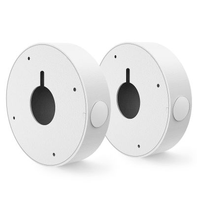 ENS Custom Drilling Junction Box for Security Cameras - Aluminum Enclosure - Dome/Turret/Bullet/Fisheye Cameras Base, 2 Side and 1 Bottom 3/4" Holes - White, 4.5" Diameter, 2 Pack