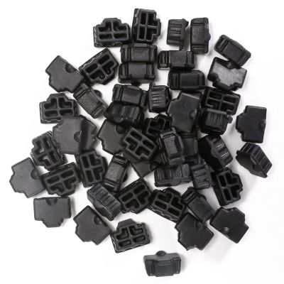 QSFPTEK 50pcs RJ45 Anti-Dust Cover Cap, RJ45 Network Switch Ethernet Port Silicone Plug Cover, Black RJ45 Protector Stopper Cap for Copper RJ45 Computer Hubs Switches Routers Slot