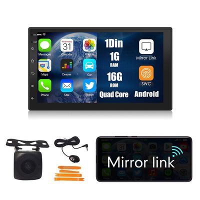 KUNFINE Universal Android Autoradio FM Radio Car Navigation Stereo Pad Multimedia Player GPS 7" IPS Touch Screen Display BT WiFi 1 Din Headunit Tablet Quad Core 1G+16G