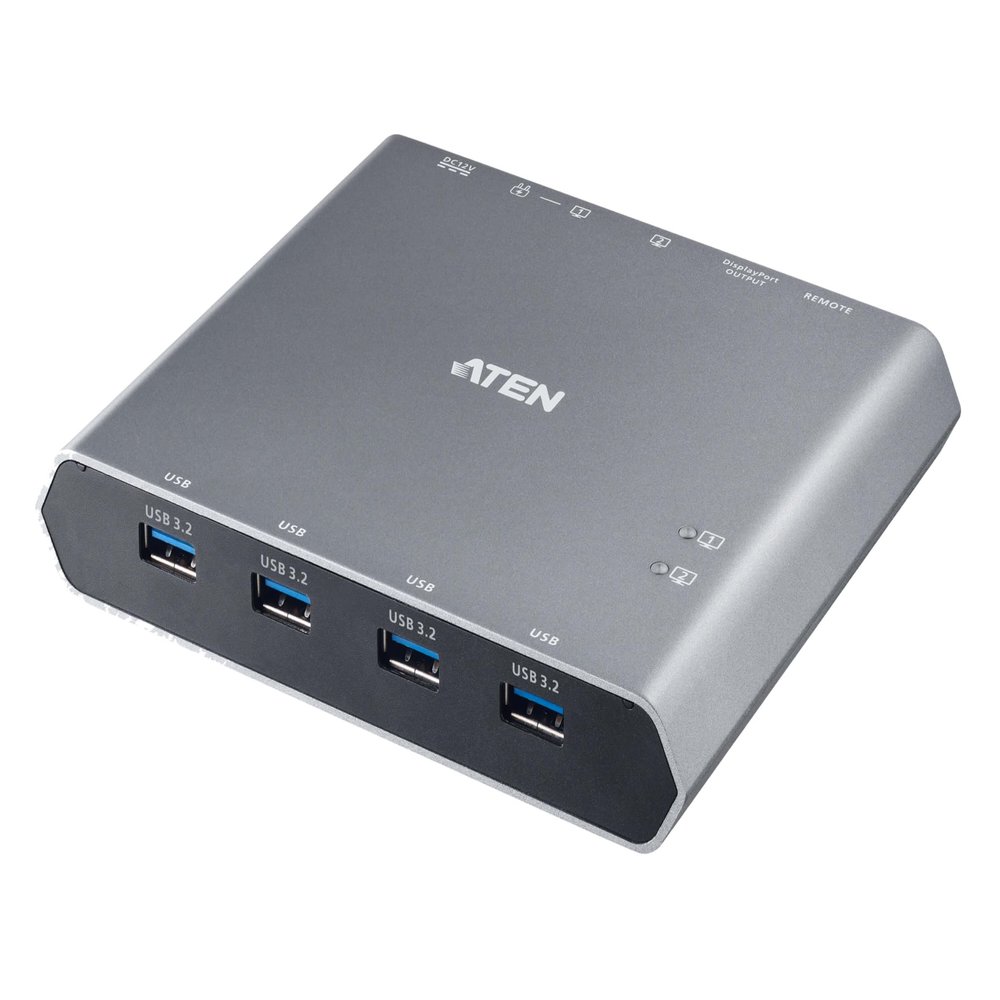 ATEN US3311 2-Port USB-C KVM Switch 2 PC 1 Monitor DisplayPort Out - 8K / 4K - 144hz 120Hz 60Hz 4-Port USB 3.2 DP 1.4 PD 3.0 for Windows PC and Mac