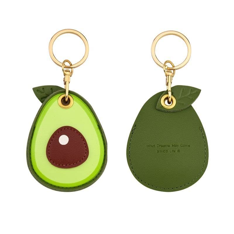 Fruits Animals Cute GPS Airtag Keychain Finder Tracker with Key Ring Cover Leather Keychain Case Holder Apple Air Tag-avocado