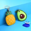 Fruits Animals Cute GPS Airtag Keychain Finder Tracker with Key Ring Cover Leather Keychain Case Holder Apple Air Tag-avocado view 3