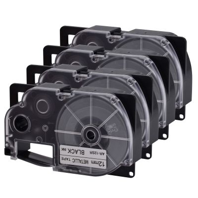 USUPERINK 4 Pack Compatible for XR-12SR XR-12SR2S Black on Silver 12mm Label IT Tape Cartridge for KL-G2 KL-60 KL-100 KL-120 KL-750 KL-780 KL-7000 EZ Label Printer