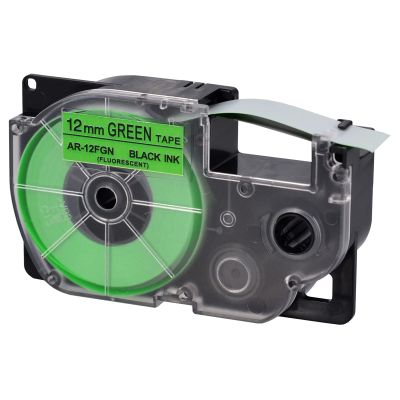 USUPERINK 50 Pack Compatible for XR-12FGN AR-12FGN XR12FGN Black on Fluo Green 12mm Label IT Tape Cartridge for KL-G2 KL-60 KL-100 KL-120 KL-750 KL-780 KL-7000 EZ Label Printer