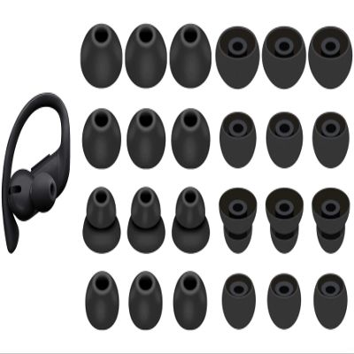 BLUEWALL Ear Tips Compatible with Beats Powerbeats Pro Earbuds, S/M/L/D Sizes 12 Pairs Soft Silicon Earbud Tips Replacement Eartips Compatible with PB Pro 12 Pairs Black