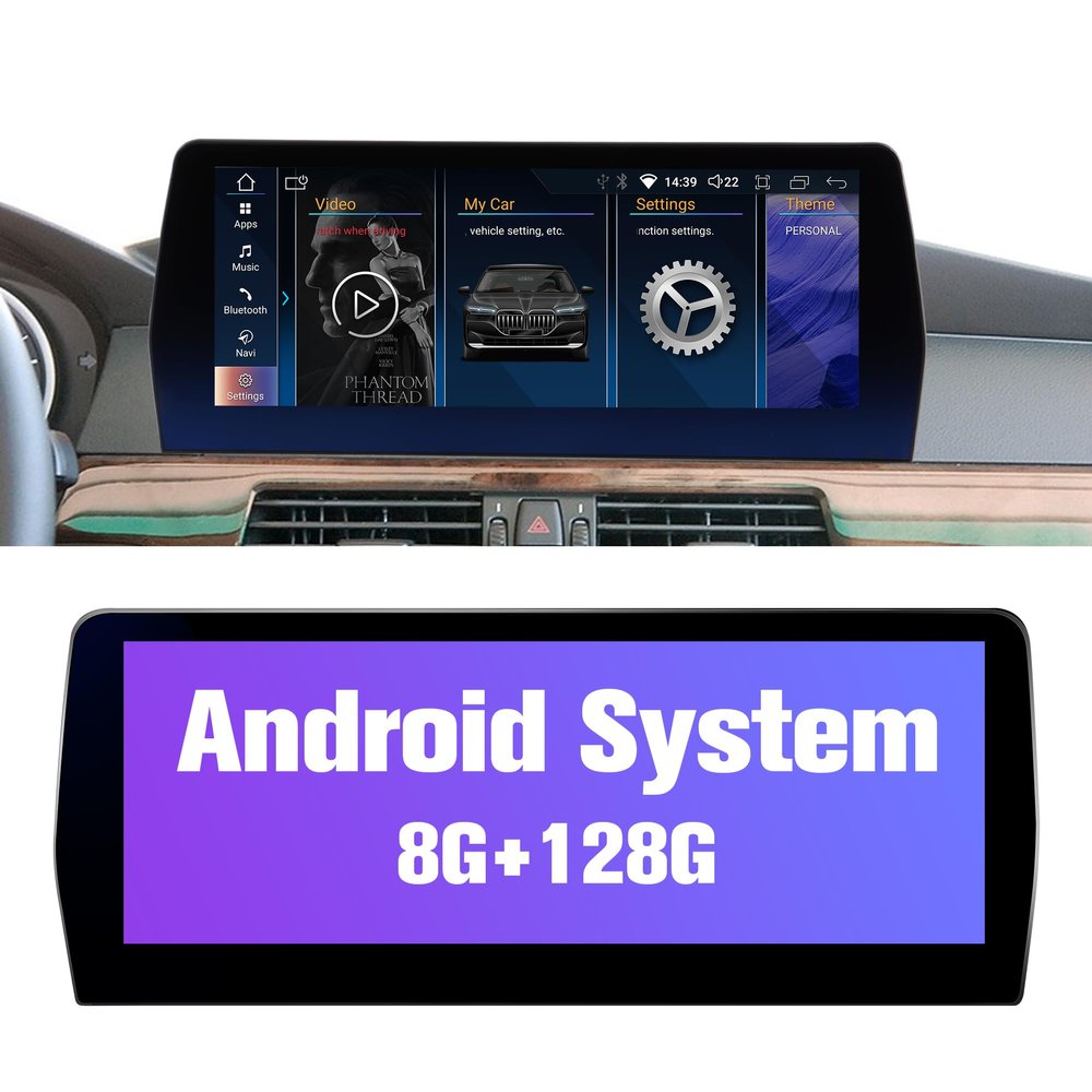 Stereo for E90 CIC: 8+128G Car Head Unit with Bluetooth Carplay for BMW E91 E92 E93 2009-2012, 12.3" Aftermarket Touch Headunit Screen Android System Replacement with Backup Camera GPS Play for Apple