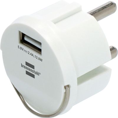 Brennenstuhl USB Socket Adapter (USB Charger for Plugging into a Nest Sockets, 2.4A, Compatible with IP44 Sockets and Brennenstuhl Cable Winders, Flat Design)