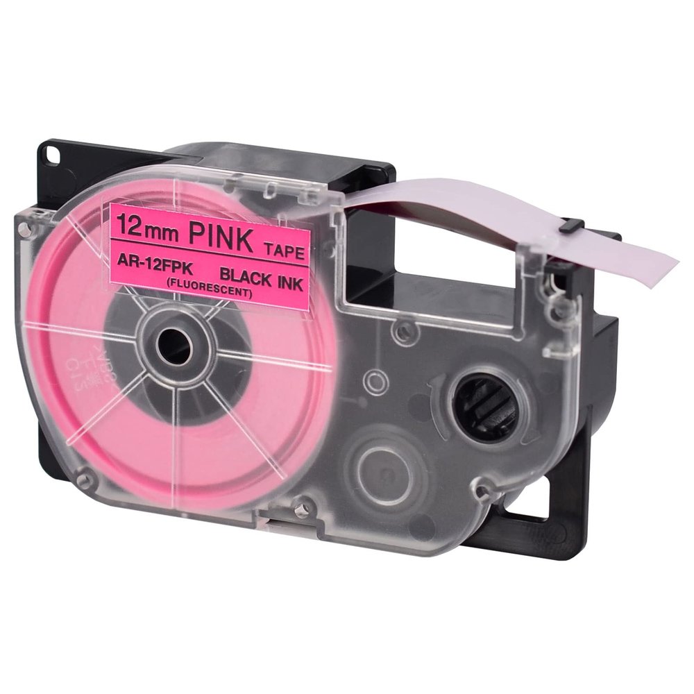 USUPERINK 50 Pack Compatible for XR-12FPK AR-12FPK XR12FPK Black on Fluo Pink 12mm Label IT Tape Cartridge for KL-G2 KL-60 KL-100 KL-120 KL-750 KL-780 KL-7000 EZ Label Printer