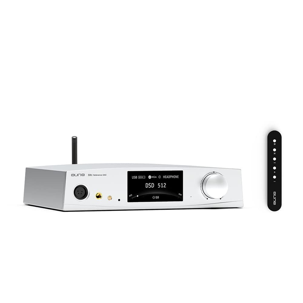 aune S9c Pro DAC with Headphone Amp,10MHz Clock Input, 32bit/768kHz/DSD512/MQA,Dual-DAC Chip, 6.35/XLR/4.4 Jack, PLL/Clock Sync Tech/Twin JFET, Bluetooth AAC/LDAC/aptX HD (Silver Bluetooth)
