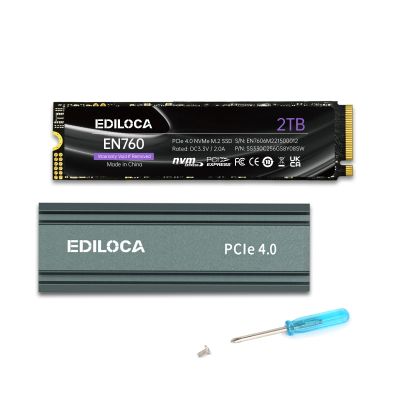 Ediloca 2TB M2 NVME SSD with Heatsink - PCIe Gen4.0 NVMe M.2 2280 3D NAND TLC, 4800MB/s Read, Internal Solid State Drive for PS5/PC, Dynamic SLC Cache, PS5 Storage Expansion, 5-Year Warranty(EN760)
