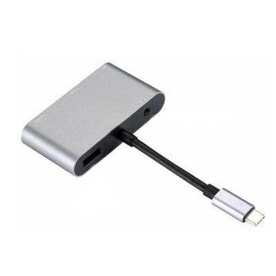 Type C to HDMI/VGA/USB 3.0/3.5mm Audio/USB-C PD Port 5 in1 Adapter Converter Hub Accessory