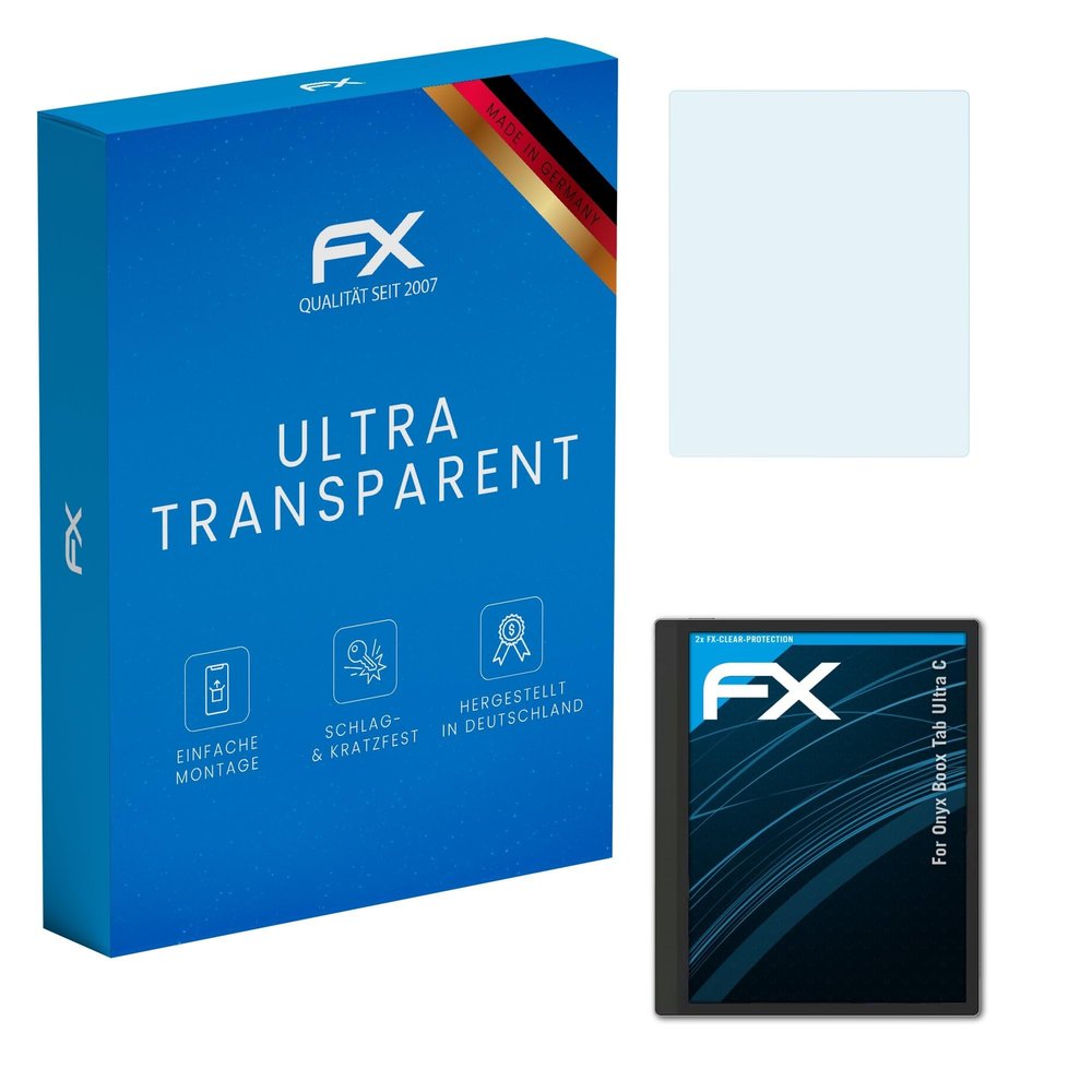atFoliX Screen Protection Film compatible with Onyx Boox Tab Ultra C Screen Protector, ultra-clear FX Protective Film (2X)