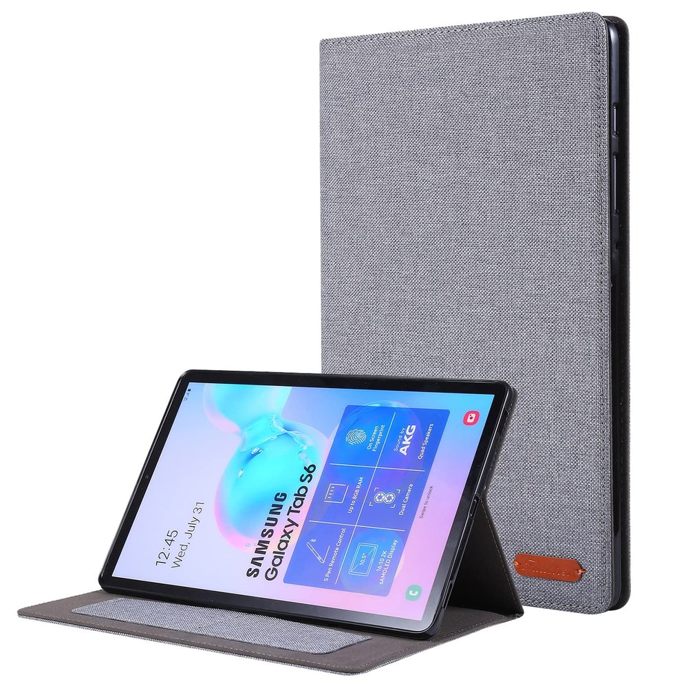 SGTD Case Cover Compatible with Samsung Galaxy Tab S6 Lite 10.4" P610/615 Case, Flip Fold Stand Case Protective Fabric Print Cover with Auto Wake Sleep with Card Slots Tablet Cover (Color : Grey)