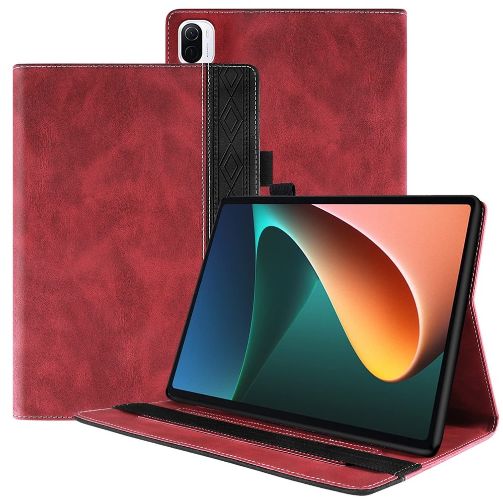 Case Cover Compatible With Xiaomi Mi Pad 5/MiPad 5 Pro 11 Inch 2021 PU Leather Case Protect Case Adjustable Fixing Strap Bracket Card Slot Shockproof Tablet PC Case Tablet Cover ( Color : Vermelho )