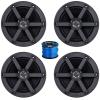 2 Pairs (Qty 4) of JVC 6.5" 100 Watt Peak 2-Way Marine Audio Black Speakers Bundle Combo with 50 Feet 16 Gauge Speaker Wire view 1