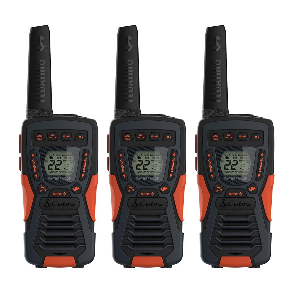 Cobra CXT10953PH-M Emergency Two-Way Radios, Waterproof Walkie Talkies, Up to 40 Mile Range, 22 Channels and NOAA Weather Channels, UHF/FM Ultra-Clear Reception, 3-Pack