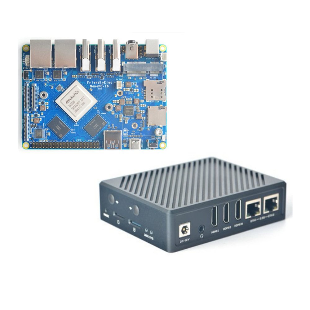 FriendlyElec NanoPC-T6 Development board RK3588 Cortex A76 6TOPs 16G 256GB dual 2.5G port (4GB Ram 32GB eMMc, SingleBoard+Mental Case)