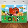 Avezano Farm Backdrop for Birthday Party Farm Barn 1st Birthday Party Decorations Farm Animals Theme First Birthday Photography Background Supplies Farm Cow Horse One Year Birthday Banner (10x8ft) view 1