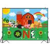 Avezano Farm Backdrop for Birthday Party Farm Barn 1st Birthday Party Decorations Farm Animals Theme First Birthday Photography Background Supplies Farm Cow Horse One Year Birthday Banner (10x8ft) view 3