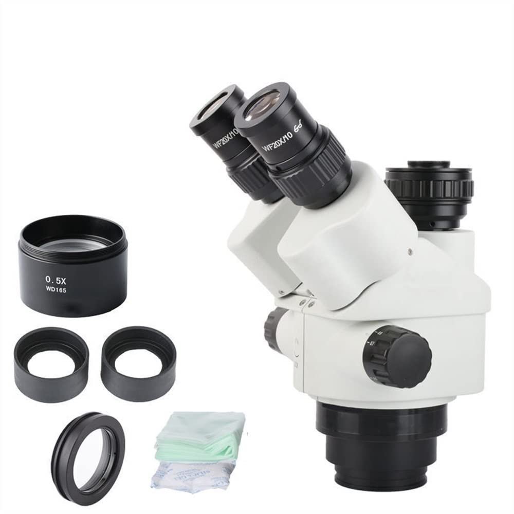 7X-90X Trinocular Stereo Microscope Lens 0.5X Camera Interface WF20X/10 Eyepiece Continuous Zoom Lens