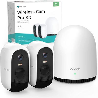 WUUK Security Cameras Wireless Outdoor, 2K HD Home Security System with 166 Ultra-Wide View, Color Night Vision, 2-Way Talk, Waterproof, No Monthly Fee