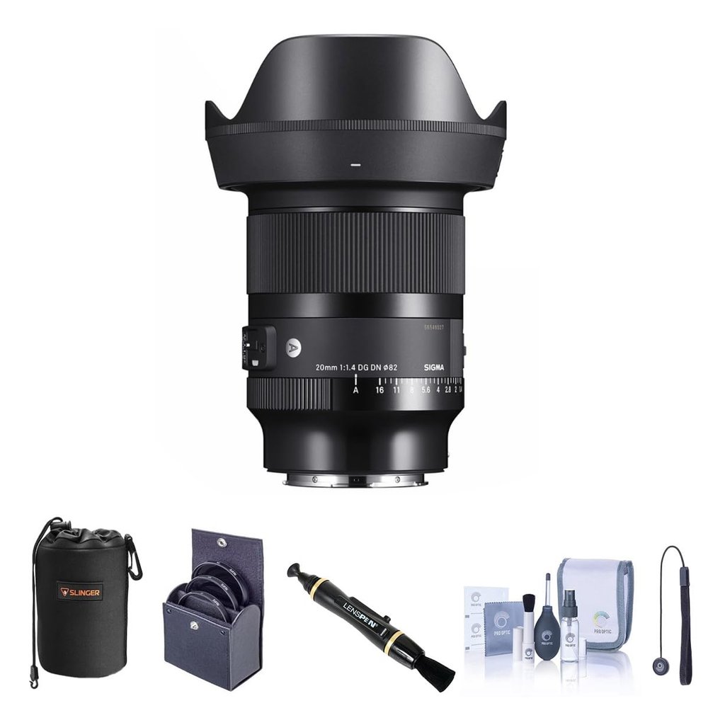 Sigma 23mm f/1.4 DC DN Contemporary Lens for L Mount Bundle with 52mm Filter Kit, Lens Pouch, Lens Cleaner, Cleaning Kit, Lens Cap Tether