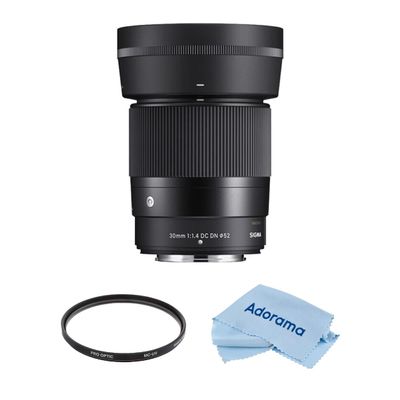 Sigma 30mm f/1.4 DC DN Contemporary Lens for Nikon Z Bundle with 52mm Multi Coated UV Filter, Microfiber Cleaning Cloth