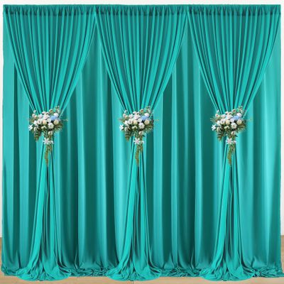 10ftx20ft Turquoise Wrinkle-Free Backdrop Drapes, Turquoise Polyester Background Curtains Backdrop Decorations for Party