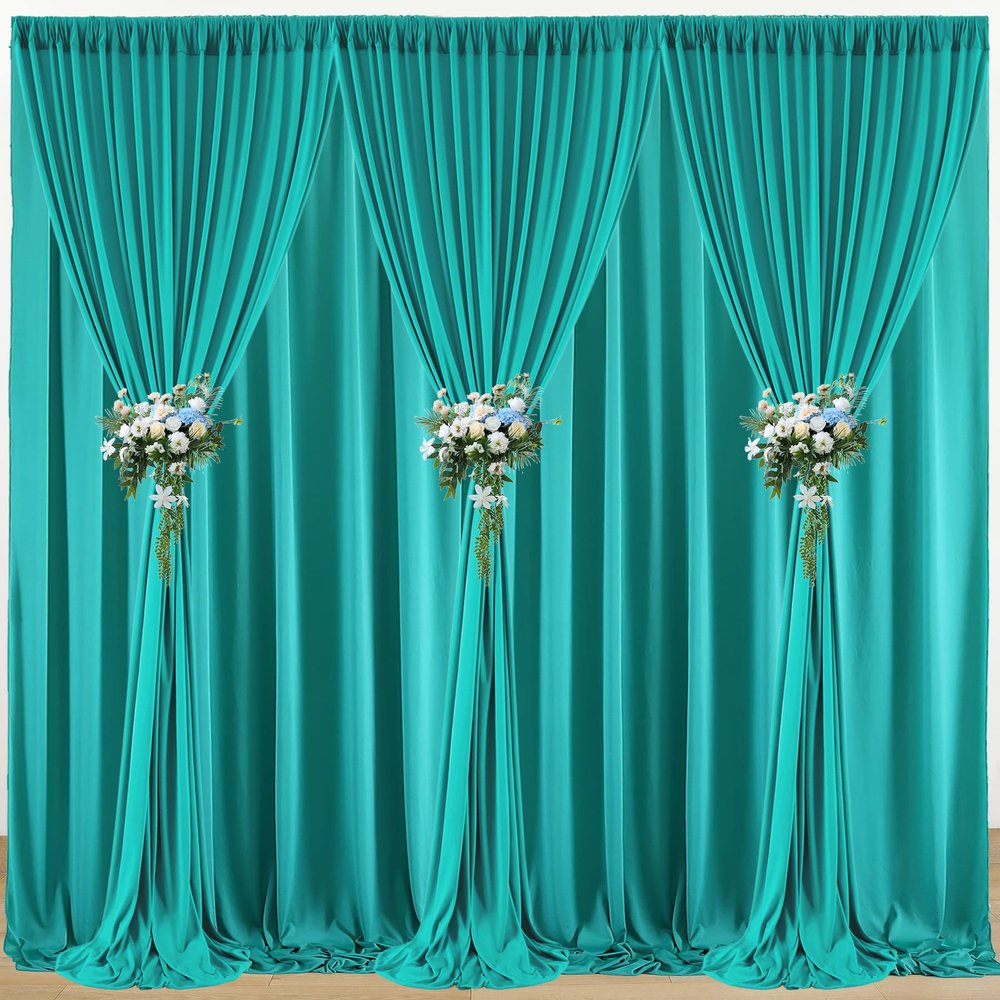 10ftx20ft Turquoise Wrinkle-Free Backdrop Drapes, Turquoise Polyester Background Curtains Backdrop Decorations for Party
