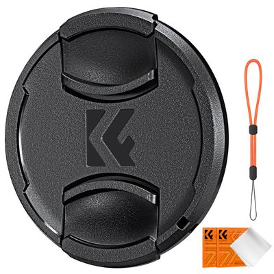 K&F Concept 43mm Lens Cap Cover, 4-in-1 Center Pinch Lens Cover + Anti-Loss Keeper Leash + Microfiber Cleaning Cloth Kits Compatible with Nikon, Canon, Sony, Fujifilm Camera Lenses