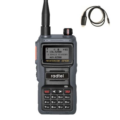 radtel IP68 Waterproof Long Range Handheld Dual Band Two Way Radio 199CH Portable Walkie Talkie AM Air Aviation Band Satcom NOAA FM Radio VOX (Grey)