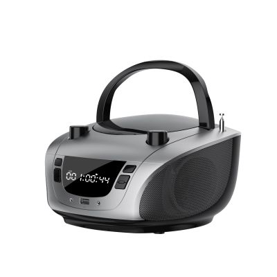 LONPOO Portable Boombox - CD Player, Bluetooth, USB, MP3, AUX, FM and AM Radio, Portable, Built-in Stereo Speakers, Carrying Handle, LCD Display, Gray