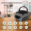 LONPOO Portable Boombox - CD Player, Bluetooth, USB, MP3, AUX, FM and AM Radio, Portable, Built-in Stereo Speakers, Carrying Handle, LCD Display, Gray view 3