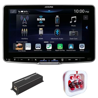 Alpine Halo9 ILX-F509 9" Digital Multimedia Receiver & (Does Not Play Discs) w/Alpine KTP-445A Power Pack Compact Upgrade Amplifier